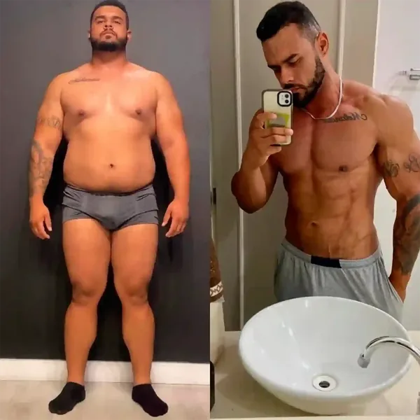 Antes e depois — aluno Team Diou