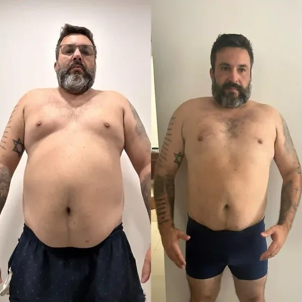 Antes e depois — aluno Team Diou