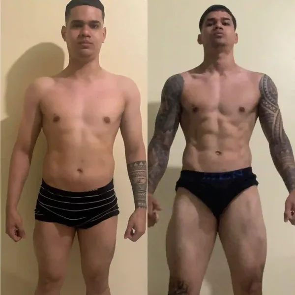 Antes e depois — aluno Team Diou